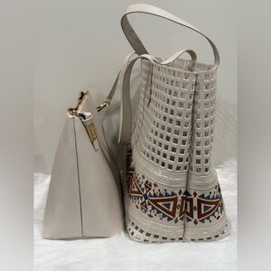 Steve Madden - Hilda perforated tote bag set, with matching removable pouch.